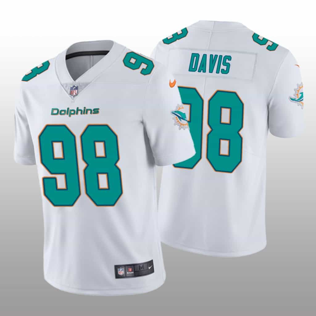 Men Miami Dolphins #98 Raekwon Davis Nike White Vapor Limited NFL Jersey